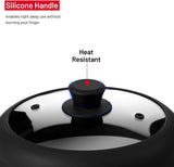 Microwave Glass Plate Cover Lid - Vented and Collapsible Design with A Safe and Easy Grip Silicone Handle – 10.5 Inch Diameter