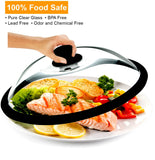 Bezrat Microwave Glass Plate Cover | Splatter Guard Lid with Easy Grip Silicone Handle Knob - Tempered Glass | 100% Food Grade | BPA Free and Dishwasher Safe | Fits Plates and Bowls 10.5x2.5" (Black)