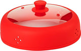 Bezrat Vented, Silicone and Glass Microwave Plate Cover for Food, Large 12 inch - Red - Splatter Guard Lid with Handle for 6-7-8-9-10-11.8 inch Plates and Bowls …