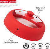 Bezrat Vented, Silicone and Glass Microwave Plate Cover for Food, Large 12 inch - Red - Splatter Guard Lid with Handle for 6-7-8-9-10-11.8 inch Plates and Bowls …