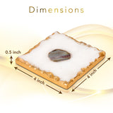 Bezrat Marble Coasters for Drinks - Square - Modern Gold Edge Agate Stone Coaster - Protect Table/Furniture from Water Marks Scratch and Damage