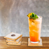 Bezrat Marble Coasters for Drinks - Square - Modern Gold Edge Agate Stone Coaster - Protect Table/Furniture from Water Marks Scratch and Damage