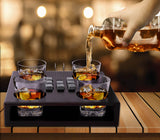 Bezrat Old Fashioned Whiskey Glasses Set - + 8 Whisky Chilling Stones and accessories on Wooden Tray – 4 Scotch Bourbon Glasses – Granite Chilling Rocks