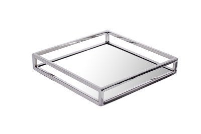 Napkin Holder - Small Square Mirrored Flat Stainless Steel For Tables
