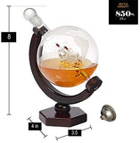 Whiskey Decanter Globe Set - Lead-Free Decanter for Whiskey, Wine, Cocktails, Liquor, Scotch, Bourbon, Vodka - 850ml. Impressive Home-Bar Beverage Ser