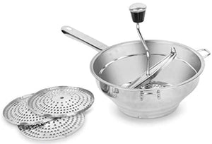 Bezrat Food Mill - Stainless Steel Kitchen Mill with 3 Discs for Mashing, Straining & Grating Fruits & Vegetables | Easy to Clean & Durable Quality