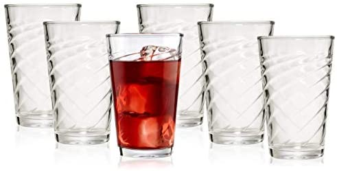 Bezrat Elegant Highball Drinking Glasses | 6 Glass Tumblers for Cocktails, Bloody Mary, Whiskey, Bourbon, Beer, Juice & More | 14-Ounce Opulent Bar & Kitchen Glassware Set is a Phenomenal Gift Idea