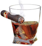 Bezrat Twist Old Fashioned Whiskey Tumbler With Side Mounted Cigar Holder