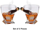 Bezrat Twist Old Fashioned Whiskey Tumbler With Side Mounted Cigar Holder