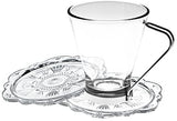 Set of 6, 7oz Unique Clear Glass Coffee Mugs with Handle. Best, Awesome Coffee Mug Set, Removable Stainless Steel Handles- For Home, Travel, Office, Espresso, Cappuccino Beer and Tea