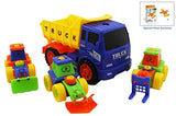 Bezrat Take-A-Part Building Multifunctional Kids Tractor Construction Dump Truck with 3 Mini Bulldozers Included, Wheel Loaders and Excavator Free-Wheeling Vehicle (Colors May Vary) Included