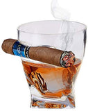 Bezrat Twist Old Fashioned Whiskey Tumbler With Side Mounted Cigar Holder