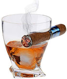 Bezrat Twist Old Fashioned Whiskey Tumbler With Side Mounted Cigar Holder