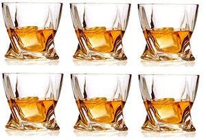 Whiskey Glasses Set of 6 Lead Free Crystal Old Fashioned Rock Glass Scotch Bourbon and Spirits 10 Ounce Liqueur Tumbler