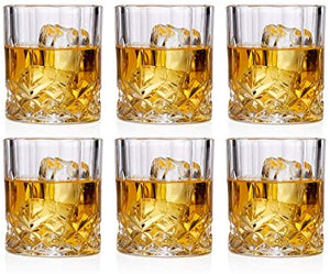 Bezrat Lead-Free Crystal Double Old-Fashioned Highball Water Glasses, SET OF 6, Heavy Base Barware Glasses Set, 12oz Drinking Glasses
