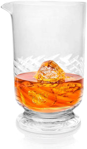 Bezrat Cocktail Mixing Glass - Professional Bar Crystal Mixing Glasses for Stirring Drinks - Thick Weighted Bottom - 26oz - 750ml