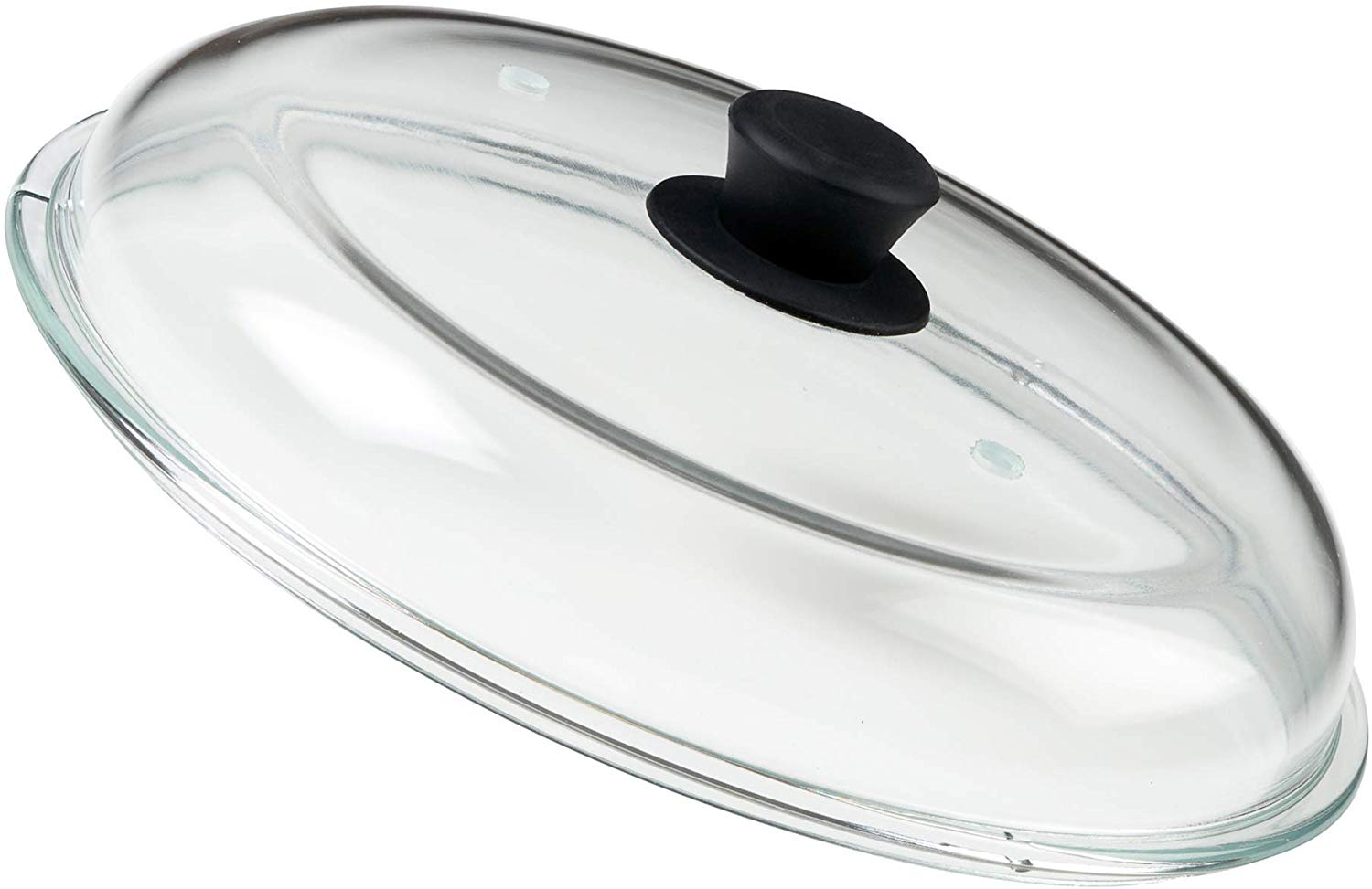 LSR Loreso Microwave Splatter Dish Cover - Heat Resistance Clear Glass, Vented Silicone Guard with Grip Handle, Collapsible, Blocks Popping Grease