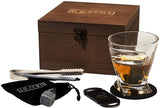 Bezrat Twist Old Fashioned Whiskey Tumbler With Side Mounted Cigar Holder, 10 Ounce + Whiskey Stones and accessories in Wooden Gift Box