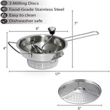 Bezrat Stainless Steel 2-Quart Food 3 Discs | Kitchen Mill for Mashing, Straining & Grating Fruits & Vegetables | Easy to Clean & Durable Quality, 17 x 9 x 5.2 inches, Silver