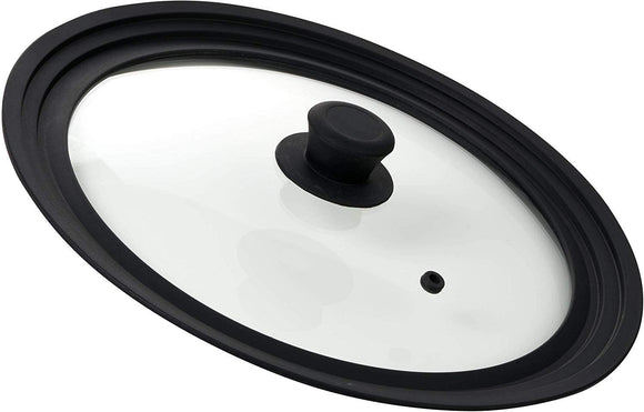 Bezrat Universal Lid for Pans and Pots – Tempered Glass with Silicone Trim Cover