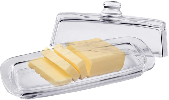 Bezrat Lead-Free Crystal Covered Modern French Butter Dish with Handle and Lid