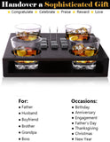 Bezrat Old Fashioned Whiskey Glasses Set - + 8 Whisky Chilling Stones and accessories on Wooden Tray – 4 Scotch Bourbon Glasses – Granite Chilling Rocks