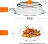 Bezrat Microwave Tall Glass Plate Cover | Splatter Guard Lid with Easy Grip Silicone Handle Knob | 100% Food Grade | BPA Free and Dishwasher Safe | Fits Plates and Bowls 10 x 3 inches (Orange)