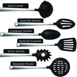 Bezrat 6-Piece Nylon Kitchen Utensils Set: Nonstick, Heat Resistant, Polished Stainless Steel and Cookware Grade Nylon for Kitchen, Bbq or Picnic