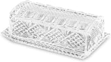 Large Deep Danish Crystal Covered Butter Dish Butter keeper Well Sealed to Keep Butter Soft Beautiful Decorative Design and Antique Look 7" x 3.75" x 2.75"