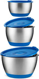 Bezrat Stainless Steel Mixing Bowls With Lids | Quality Nesting 3 Pc Bowl Set With Non-Slip Silicone Bottom - Size 1.5, 3, and 5 quarts