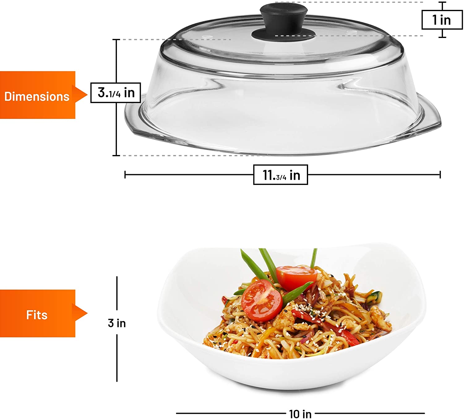 1pc Professional Microwave Plate Food Guard Lid - Heat Resistant, Handle,  Dishwasher Safe & More!