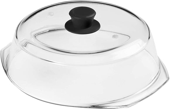 Bezrat Microwave Glass Plate Cover | Splatter Guard Lid with Easy Grip  Silicone Handle Knob | 100% Food Grade | BPA Free and Dishwasher Safe |  Fits