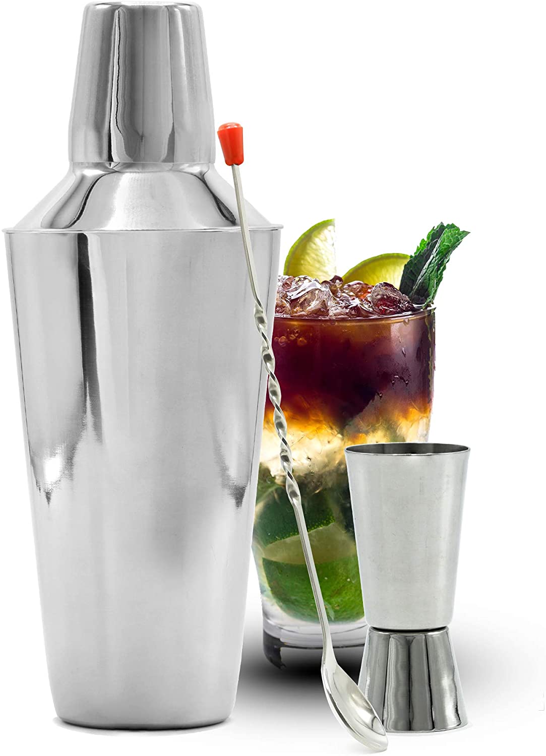 24 Ounce Cocktail Shaker Bar Set with Accessories - Martini Kit