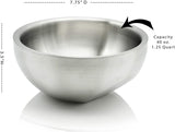 Double Wall Serving Bowl By Bezrat | Stainless Steel Dual Angle Nut and Candy Serving Dish | Solid, Balanced and Dishwasher-Safe | Metal Serving Container For Snacks - 40 Ounces