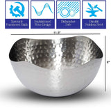 Bezrat Hammered Stainless Steel Serving Bowl –Multipurpose Decorative Metal Wave Bowl