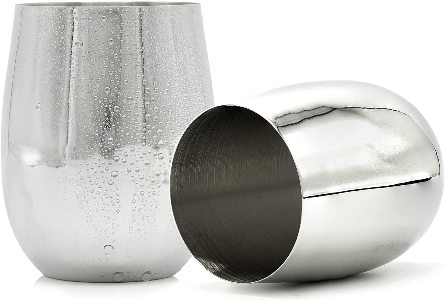 Bezrat Stainless Steel Wine Glasses: 2-Pack Unbreakable Stemless Wine