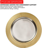New Classy 12.5” Charger Plate For Formal Dinners | Metallic Underplate With Gold Hammered Round Finish | Vintage Service Plate For Weddings, Banquets & Fancy Parties