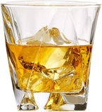 Set of 6 Angle Whiskey Glasses - Lead Free Old Fashioned Glass - Thick Weighted Bottom 10 Ounce Liquor and Spirits Tumbler