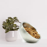 Double Wall Serving Bowl By Bezrat | Stainless Steel Dual Angle Nut and Candy Serving Dish | Solid, Balanced and Dishwasher-Safe | Metal Serving Container For Snacks - 40 Ounces