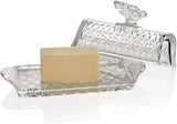 Bezrat Glass Butter Dish | Premium Butter Dish with Lid and Easy Grip Handle | Easy to Use and 100% Food Safe - Dishwasher Safe | Butterfly Addition