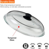 Bezrat Microwave Glass Plate Cover | Splatter Guard Lid with Easy Grip Silicone Handle Knob | 100% Food Grade | BPA Free and Dishwasher Safe | 11.5 Inch