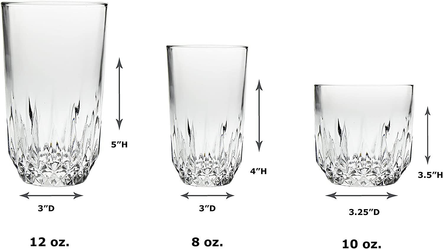 18-Piece Glassware Set Includes: 6 Piece 12 Oz. Highball Glasses