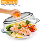 Bezrat Microwave Tall Glass Plate Cover | Splatter Guard Lid with Easy Grip Silicone Handle Knob | 100% Food Grade | BPA Free and Dishwasher Safe | Fits Plates and Bowls 10 x 3 inches (Orange)
