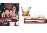 Bezrat Whiskey Glass Wood Stand Gift Set - Stone Tray - Scotch Bourbon Twist Glasses – Granite Chilling Rocks