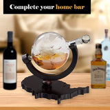 Whiskey Decanter on USA Map Tray - Etched Globe Liquor Decanter - Beverage Serveware - 850 ML
