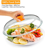 Bezrat Microwave Glass Plate Cover | Splatter Guard Lid with Easy Grip Silicone Handle Knob | 100% Food Grade | BPA Free and Dishwasher Safe | 11.5 Inch