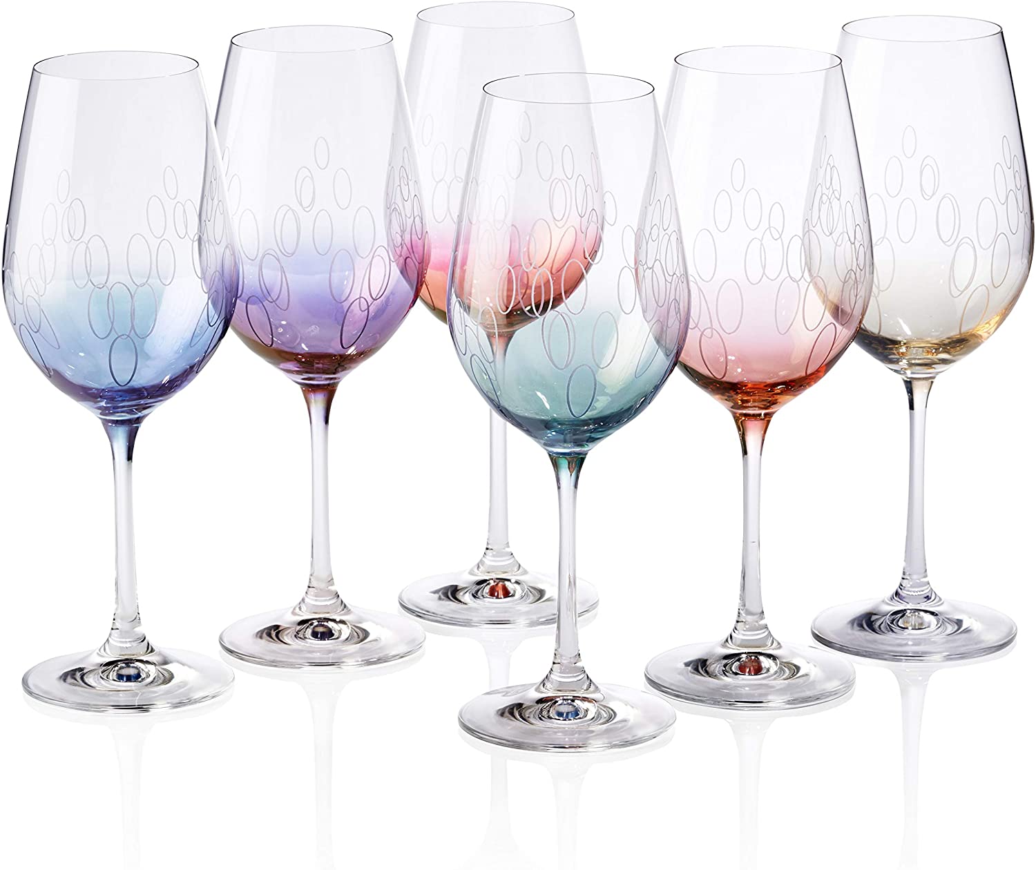 Bezrat Wine Glasses | 6-Piece 18 oz Stemware Set Made From Crystal-Cle