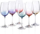 Bezrat Wine Glasses | 6-Piece 18 oz Stemware Set Made From Crystal-Clear, Lead-Free Glass | Modern Stemmed Wine Glassware Makes an Excellent Gift Idea for Wife, Birthday, Wedding, Housewarming