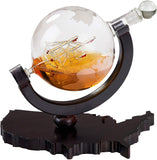 Whiskey Decanter on USA Map Tray - Etched Globe Liquor Decanter - Beverage Serveware - 850 ML