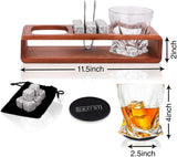 Bezrat Whiskey Glass Wood Stand Gift Set - Stone Tray - Scotch Bourbon Twist Glasses – Granite Chilling Rocks